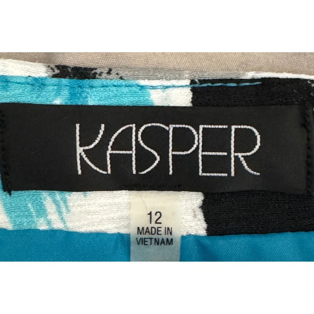 Kasper Womens Size‎ 12 Turquoise Abstract Brushstroke Textured Pencil Skirt NWT